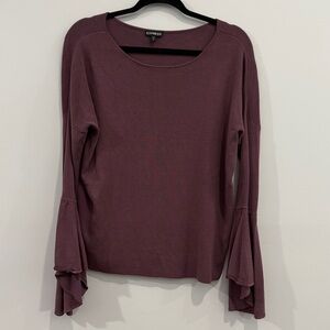 Express Bell Sleeve Sweater Top, Plum Purple, Medium